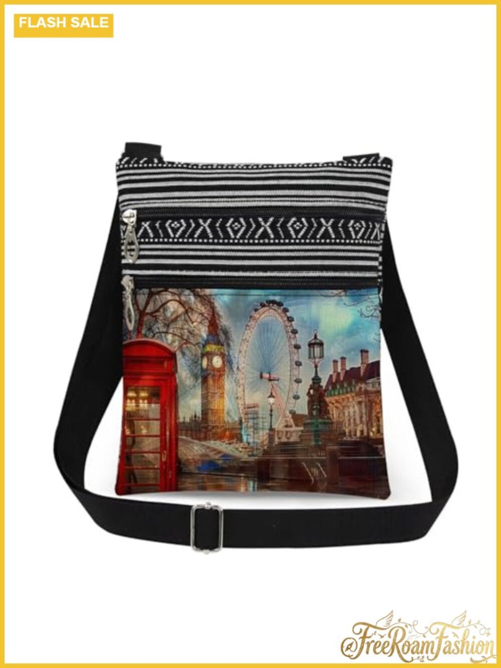 Polyester Crossbody Bag Big Ben Adjustable Strap Travel